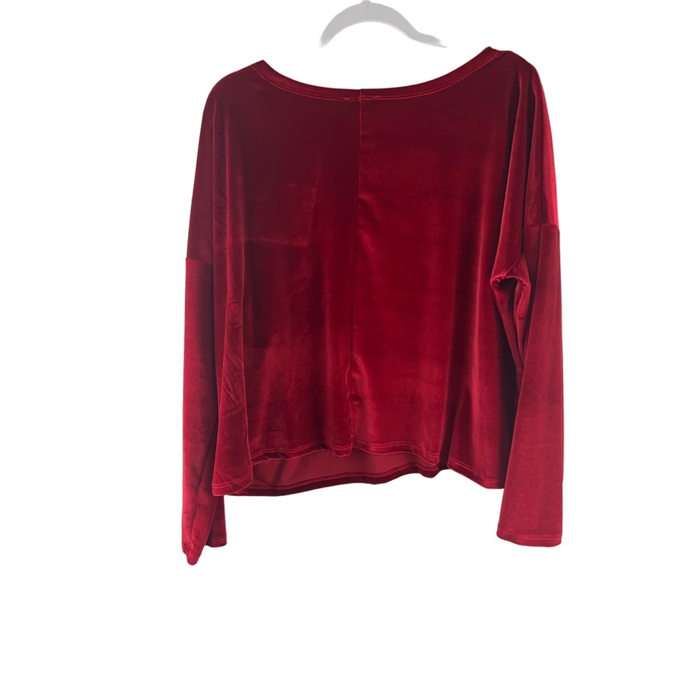 Isle By Melis Kozan Women's L Long Sleeve Top Red Felt Shirt Pullover - Picture 4 of 5